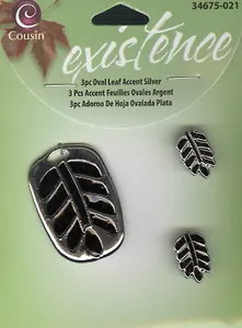 Декоративный элемент листочек серебро COUSIN  (34675-021) (3 шт.) (упаковка)