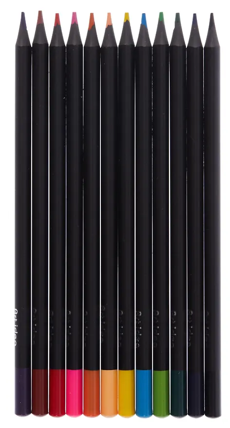 Карандаши цветные 12 цветов, "Black" пластиковые, Art idea 3059322 — 2