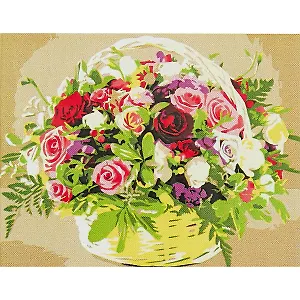 Холст с красками по номерам "Радующий глаз букет", 22 х 30 см, 14цв