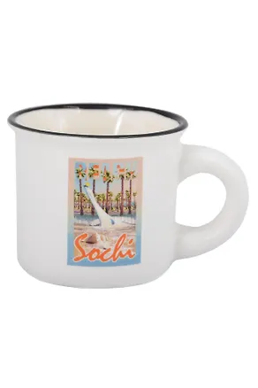 Кружка маленькая белая Коллаж с ракушкой (фарфор) (75мл) (Сочи) (065-9-M-135K53-W) 3133770