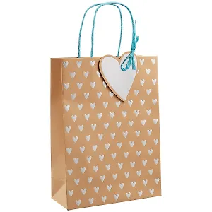 Пакет А5 25*18*8 Серебряные сердца жен., крафт