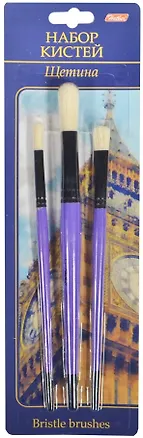 Кисти 3 шт, щетина, Hatber 235522