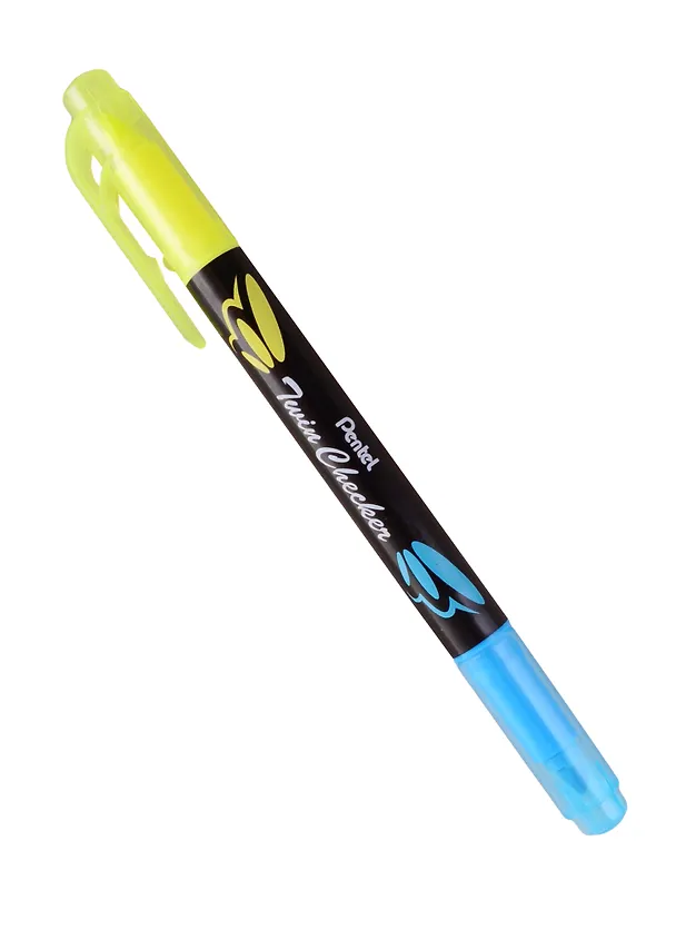Текстовыделитель Pentel, Twin Checker, двухсторонний жёлтый, голубой 254296 — 2