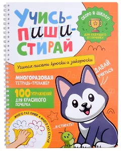 Учись–пиши–стирай. Многоразовая тетрадь-тренажер. Учимся писать крючки и закорючки. 100 упражнений для красивого почерка