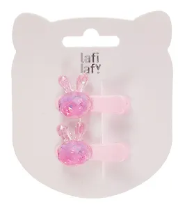 Набор заколок Зайчики перламутровые (2шт) (пластик) (3,5см) (12-03907-B1) (Lafilaf)