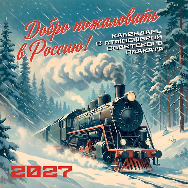 Календарь 2027г 300*300 "Добро пожаловать в Россию! Календарь с атмосферой советского плаката" настенный, на скрепке 3175220 — 1