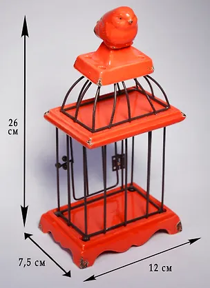 Подсвечник декоративный красный с птичкой (12х27см) (керамика)  (70007) 2572450