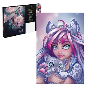 Картина по номерам "Девушка с барсом" 20х30 см