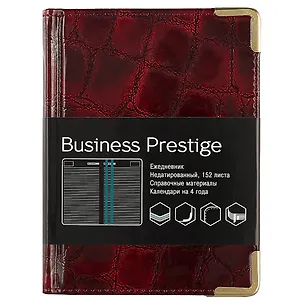 Ежедневник недатированный «Prestige Grand croco» А6, бордовый, 152 листа, экокожа, Listoff 241426