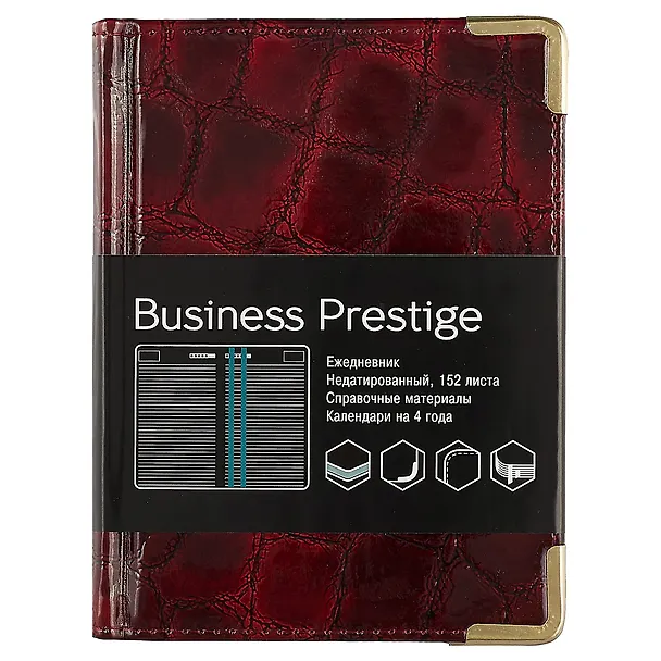 Ежедневник недатированный «Prestige Grand croco» А6, бордовый, 152 листа, экокожа, Listoff 241426 — 1