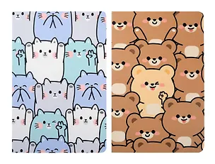 Тетрадь 32 листа в клетку "Мишки и кошки" сшивка, в ассортименте 3037663