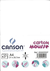 Пенокартон 03шт "Standart" 210*297*5мм, белый, Canson