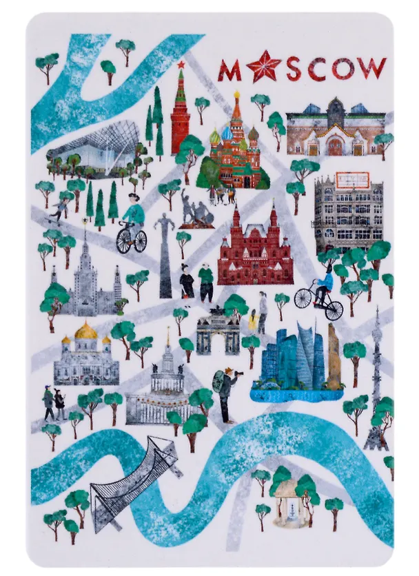 Магнит Москва Карта города (достопримечательности) (картон) (рисунок) (9х6) (Magniart) 2912559 — 1