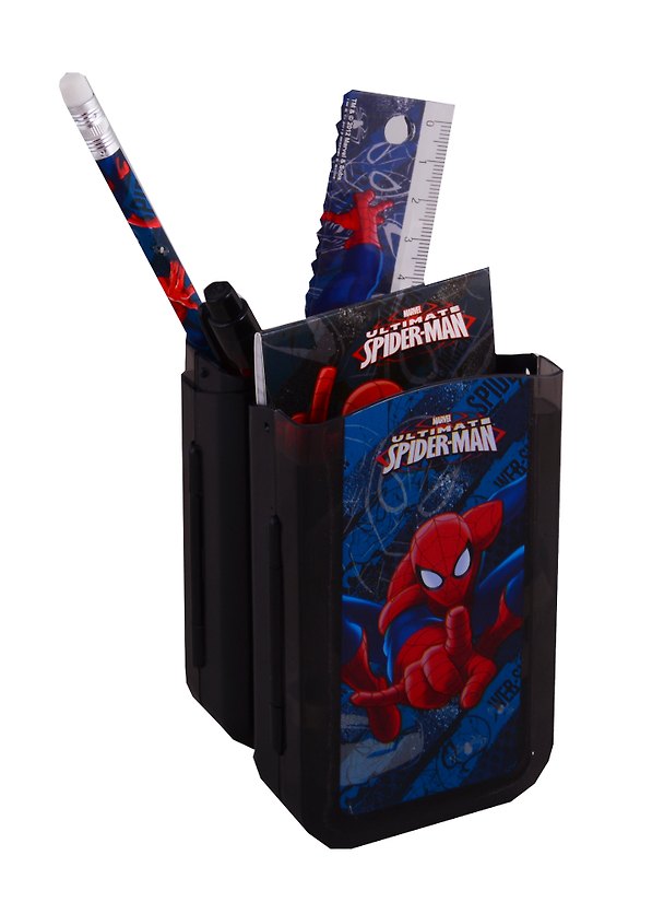 Набор канцелярский «Spiderman» (пластиковый пенал, карандаш чернографитный, линейка 15 см, ручка, точилка, блокнот 16 листов, ластик), в индивидуальной упаковке, кольцо -подвес, Academy Style 250316 — 1