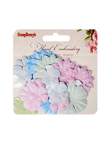 Набор принтованных бумажных цветочков 25мм, 30мм, 38мм Цветочная вышивка, 24шт