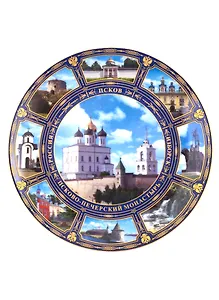 Тарелка декоративная Свято-Троицкий собор (20см) (фарфор) (Псков) (20-K8-25)