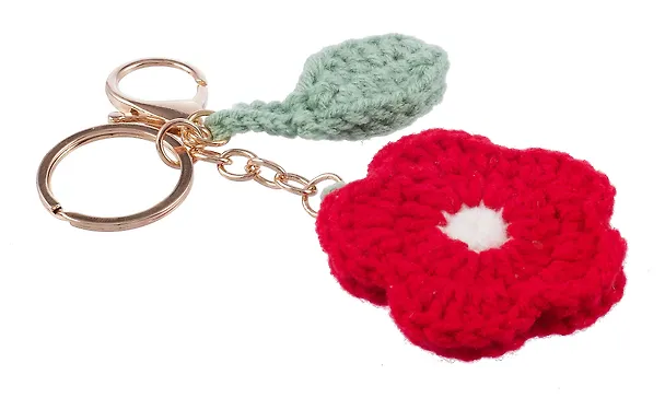 Брелок вязаный Цветок красный (текстиль) (9см) (12-4305-202507-KNIT1) 3121775 — 3