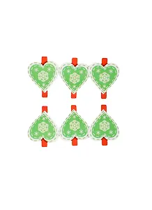 Прищепки декор новогодние Сердце со снежинками (154195) (набор 6шт) (цв. микс) (упаковка)