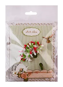 Букетики 10 стеблей, с розовыми и белыми бусинками (готовые на подложке)