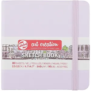 Скетчбук 12*12 80л "Art Creation" фиолетовый пастельный, нелинованн. 140г/м2, слоновая кость, тв.обл., Royal Talens