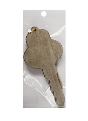 Заготовка из дерева, на веревке с бусиной, ключ, 1 шт, 15*7 см, серый (11-00410-15-2189) 2523151