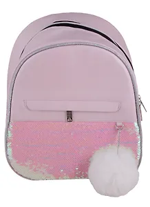 Рюкзак молодежный "Розовый с пушком", экокожа гологр.
