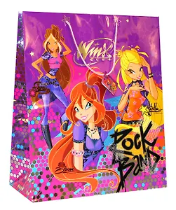 Пакет подарочный бумажный А3 40,6*48,9*19см NEW, горячая штамповка, ассорти, WINX