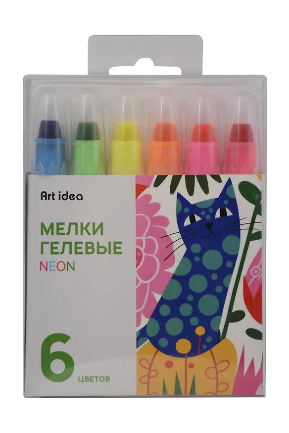 Гелевые мелки «ColorBoom», 6 цветов, неоновые цвета, выкручивающиеся, Art idea 3104448 — 1