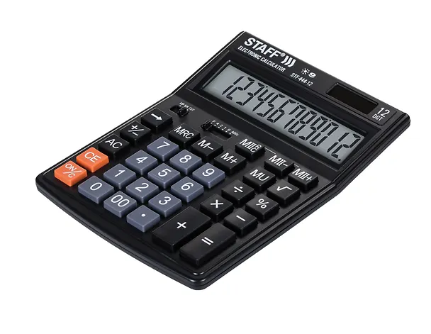 Калькулятор 12 разрядный, настольный, 2-е питан., STAFF STF-444-12 3134843 — 3