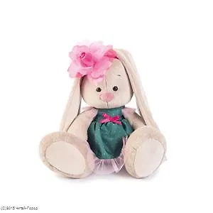 Мягкая игрушка Зайка Ми в зеленом платье и с цветком (18 см) (SidS-186) 2593959