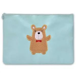 Папка для документов, Феникс+, А4 "МИШКА ГОЛУБОЙ" 1 отделение, полиуретан и хлопчатобумажная ткань, на молнии, пэт-пакет