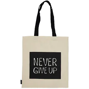 Сумка-шоппер Never Give Up бежевая, текстиль 40см.*32см.