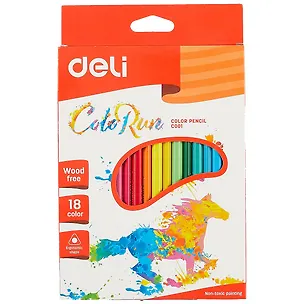 Карандаши цветные Deli, Color Run, пластиковые 18 цветов 258893