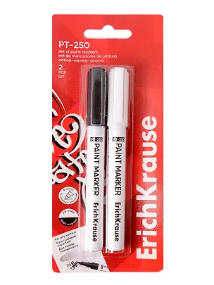 Маркер-краска 02цв (белый, черный) блистер, подвес, ErichKrause 3108394