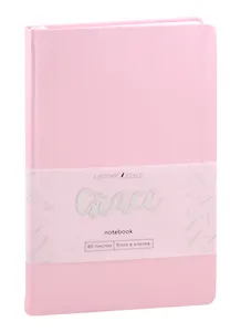 Книга для записей А5- 80л кл. "Graсe" райский розовый, иск.кожа, ляссе, инд.уп.