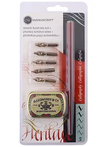 Держатель для пера с 5 перьями "Round Hand №1" блистер, Manuscript