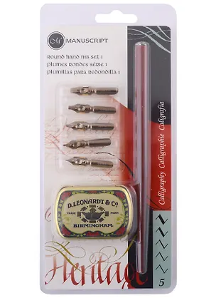 Держатель для пера с 5 перьями "Round Hand №1" блистер, Manuscript 2932144