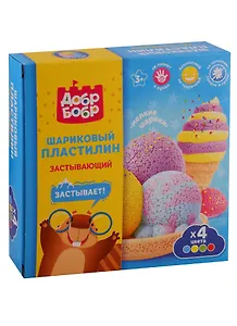 Шариковый пластилин ДобрБобр Застывающий (4 цв.) НШМЗ4