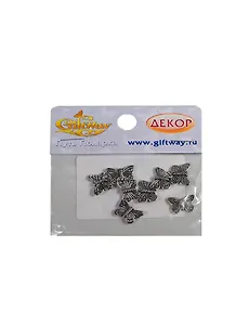 Фурнитура металл бусина Капустница бол. серебро (00009394) (8шт) (15х12х3мм) (11г) (упаковка)