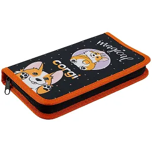 Пенал школьный 1отд. "Волшебник Корги" 21*11,5см ткань, молния