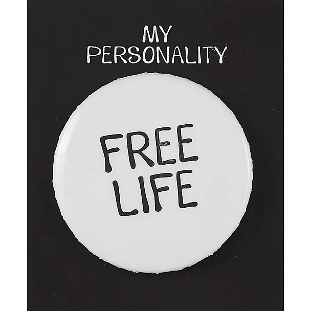 Значок круглый Free Life (белый) (металл) (38мм) 2892858 — 1
