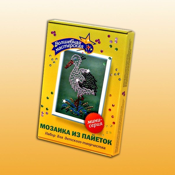 Мозаика из пайеток Аистенок (М002) (26х18) (ВолшМаст) (мини) (коробка) 2318288 — 1
