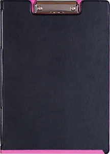 Папка-планшет А4 "Double Colour", ПВХ, верхн.прижим, черн/фуксия, Bantex