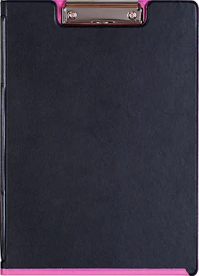 Папка-планшет А4 "Double Colour", ПВХ, верхн.прижим, черн/фуксия, Bantex 228432