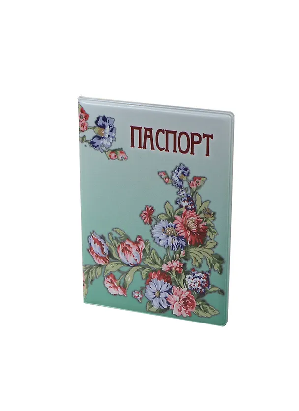 Обложка на паспорт Цветы на зеленом фоне (RU0000042) 2358331 — 1