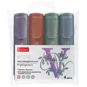 Текстовыделители 04цв "Metallic" ПВХ, подвес, Hatber 3119302