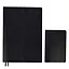 Книга для записей А5+ 120л кл. "САРИФ ЧЁРНЫЙ" иск.кожа, мягк.переплет, два ляссе, + обложка для паспорта 95*145мм, подар.карт.коробка с ПВХ-крышкой — 2955538 — 1