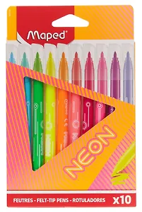 Фломастеры 10 цветов "Neon" смываемые, Maped