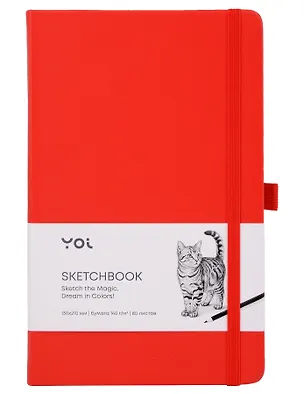Скетчбук 13*21 80л "Yoi" красный, 140г/м2, слоновая кость, тв.обл., Yoi 3144793