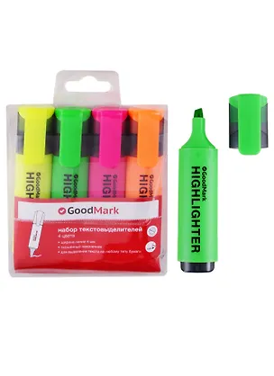 Текстовыделители GoodMark, 4 цвета 1-4 мм 241506
